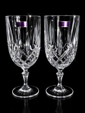 MARKHAM Marquis by Waterford Pair of Crystal Water Goblets 2 Foil Label NEW